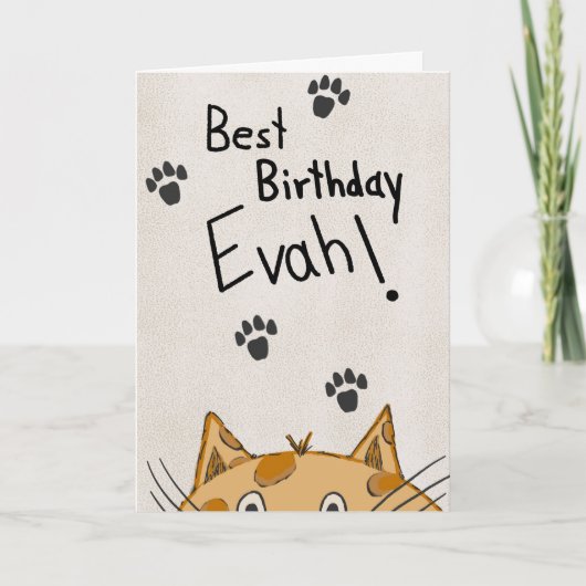 Carte Funny Cat Birthday Card, From the Cat (Devant)