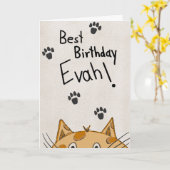 Carte Funny Cat Birthday Card, From the Cat (Fleur jaune)