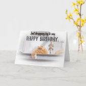 Carte Funny Cat Birthday Greeting Card  (Fleur jaune)