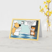 Carte Funny Cat Catching Dog (Fleur jaune)