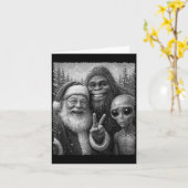 Carte Funny Cat Christmas Bigfoot Alien Santa Snow Selfi (Fleur jaune)