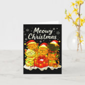Carte Funny Cat Christmas Holiday Xmas Santa Hat Meowy C (Fleur jaune)