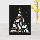 Carte Funny Cat Christmas Tree For Men Women Kids  (Fleur jaune)