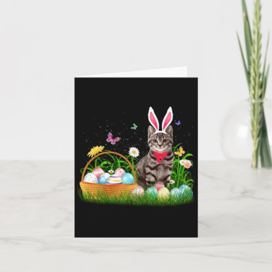 Carte Funny Cat Easter Day Bunny Eggs (Devant)
