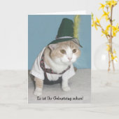 Carte Funny Cat German (Fleur jaune)
