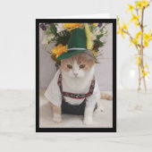 Carte Funny Cat German (Fleur jaune)