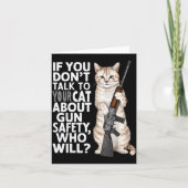 Carte Funny Cat Gun Safety Talk To Your Cat About Gun Sa (Devant)