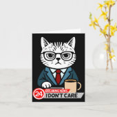 Carte Funny Cat Meme Sarcastic Humor I Dont Care Cat  (Fleur jaune)