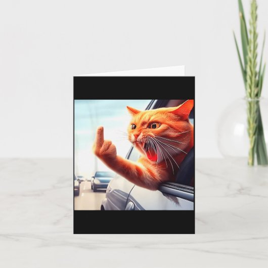 Carte Funny Cat Middle Finger Hilarious Cat In The Car C (Devant)