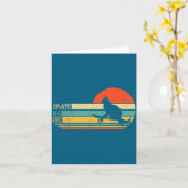 Carte Funny Cat On Skateboard Retro Skateboarder  (Fleur jaune)