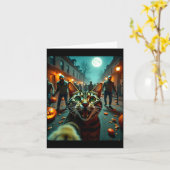 Carte Funny Cat Selfie Halloween Zombies Humor  (Fleur jaune)