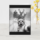 Carte Funny Cat Selfie Santa Merry Christmas Xmas Pajama (Fleur jaune)