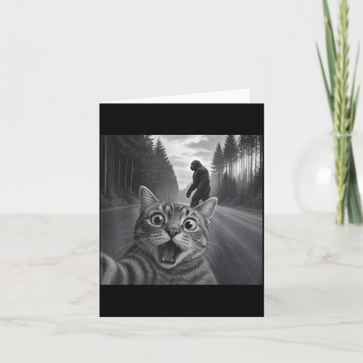 Carte Funny Cat Selfie With Bigfoot Cat Lovers For Men W (Devant)