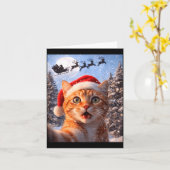 Carte Funny Cat Selfie With Santa Claus Christmas Men Wo (Fleur jaune)