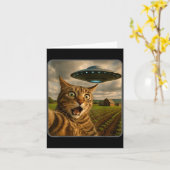 Carte Funny Cat Selfie With Ufo Alien Meme (Fleur jaune)