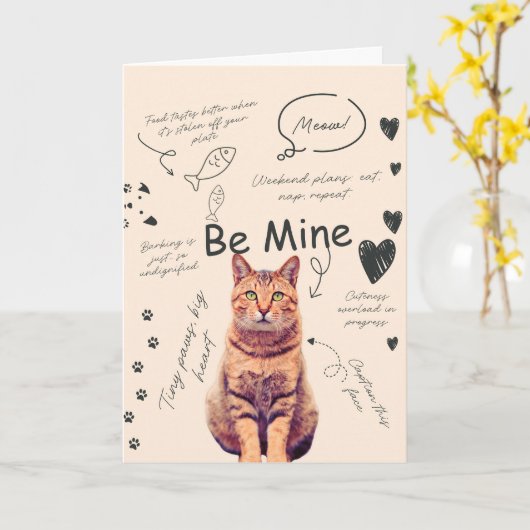 Carte Funny Cat valentine's day cards (Fleur jaune)