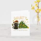 Carte Funny Cat With Christmas Lights And Fallen Tree Ar (Fleur jaune)