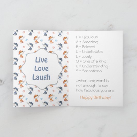 Carte Funny Cats and Cute Butterflies Motif (Intérieur)