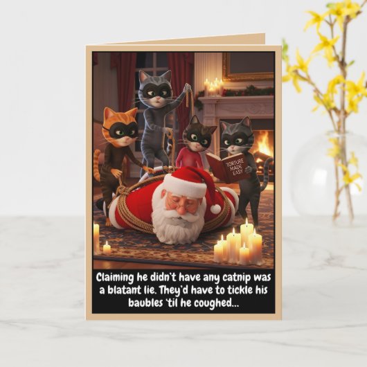 Carte Funny cats Christmas card (Fleur jaune)
