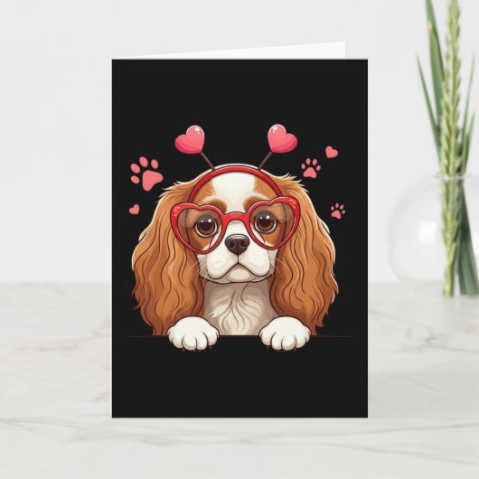 Carte Funny Cavalier King Charles Spaniel Heart Headnd V (Devant)