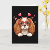 Carte Funny Cavalier King Charles Spaniel Heart Headnd V (Fleur jaune)