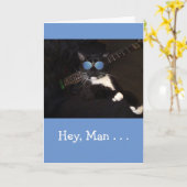 Carte Funny Chat Et Guitare Cancer Support (Fleur jaune)