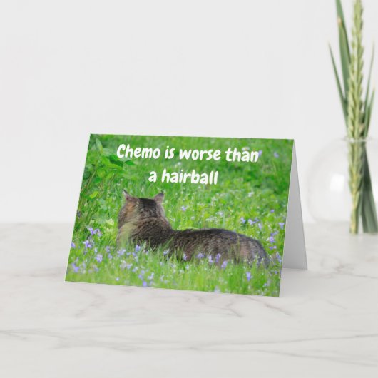Carte Funny Chat Hairball Cancer (Devant)
