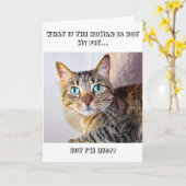 Carte Funny Chat Human n'est pas mon animal de compagnie (Fleur jaune)