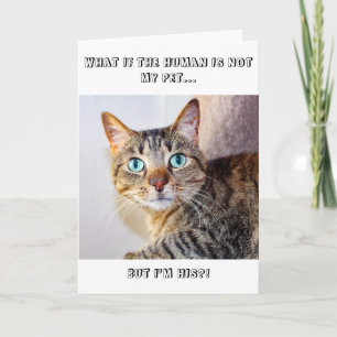 Carte Funny Chat Human n'est pas mon animal de compagnie