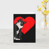Carte Funny Chat Noir Valentines Jour Coeur Tuxedo Chat (Fleur jaune)