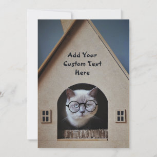 Carte Funny Chat porter des lunettes Personnaliser avec 