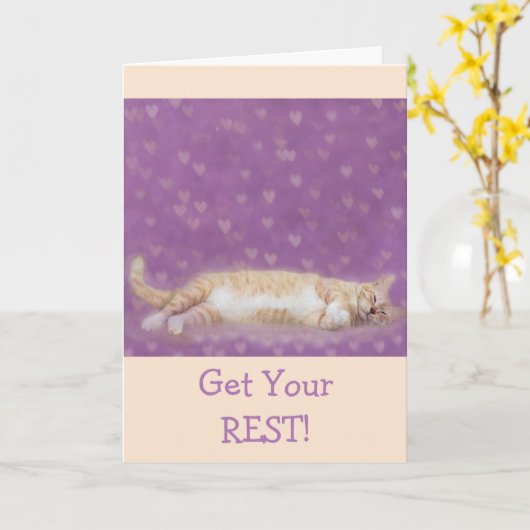 Carte Funny Chat Resting Cancer Support (Fleur jaune)