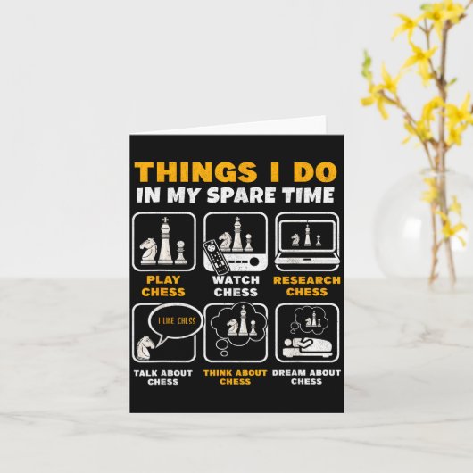 Carte Funny Chess Player Things I Do In My Spare Time (Fleur jaune)