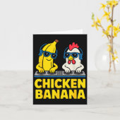 Carte Funny Chicken Banana  (Fleur jaune)