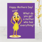 Carte Funny Chicken Purple Mother's Day Card (Fleur jaune)