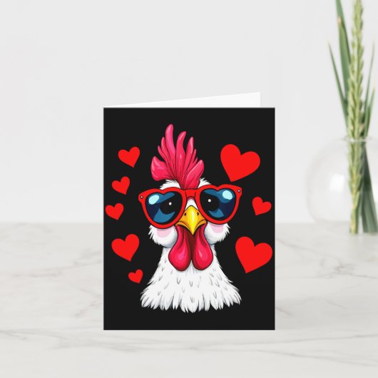 Carte Funny Chicken Valentines Day Heart Chicken Couple (Devant)