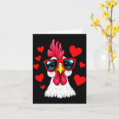 Carte Funny Chicken Valentines Day Heart Chicken Couple (Fleur jaune)