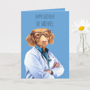 Carte Funny Chien Docteur et Infirmière Anniversaire