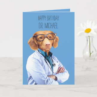 Carte Funny Chien Docteur et Infirmière Anniversaire