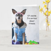 Carte Funny Chien Fitness Pizza Card (Fleur jaune)