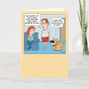 Carte Funny Chien Mange Géant Géant Gâteau d'anniversair