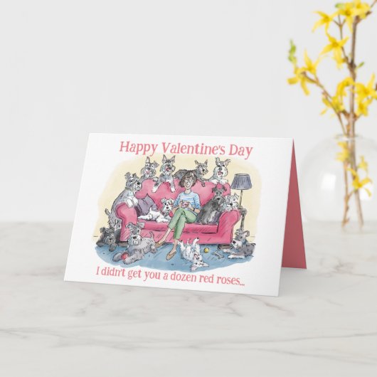 Carte Funny Chien Valentine's Day Greming Card (Fleur jaune)