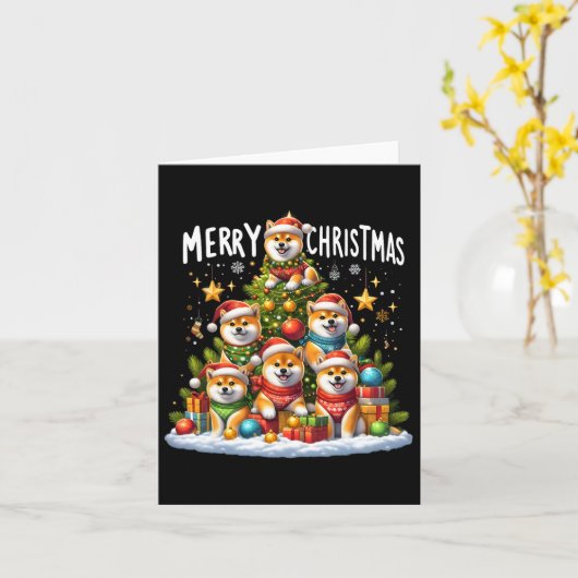 Carte Funny Chiens Shiba Inu Joyeux Noël Noël Noël Noël  (Fleur jaune)