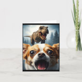 Carte Funny Chihuahua Dog Selfie With T-rex Women Men Ki (Devant)