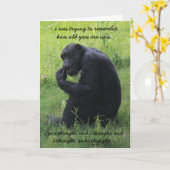 Carte Funny Chimp (le penseur) sur la colline Anniversai (Fleur jaune)