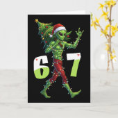 Carte Funny Christmas Alien Six Seven Meme 67 Santa Hat  (Fleur jaune)
