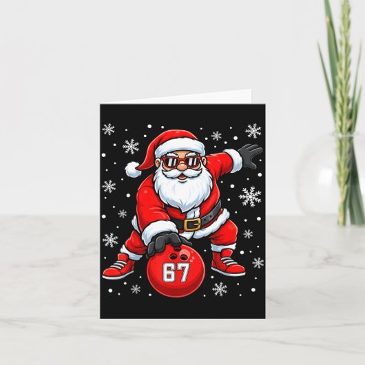 Carte Funny Christmas Bowling Cool Santa Claus 6 7 Meme (Devant)