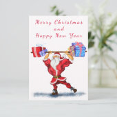 Carte Funny Christmas Card Bodybuilder Père Noël avec ca (Debout devant)