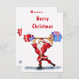 Carte Funny Christmas Card Bodybuilder Santa Claus