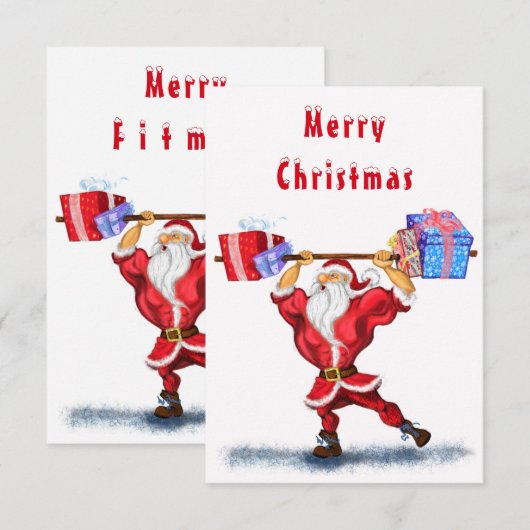 Carte Funny Christmas Card Bodybuilder Santa Claus (Devant / Derrière)